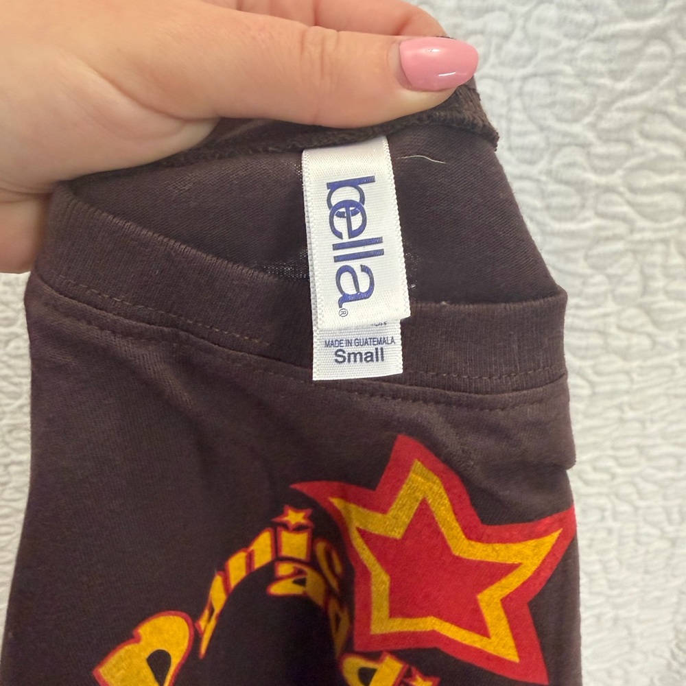 Kella Brown Graphic Tee with Red and Yellow Stars